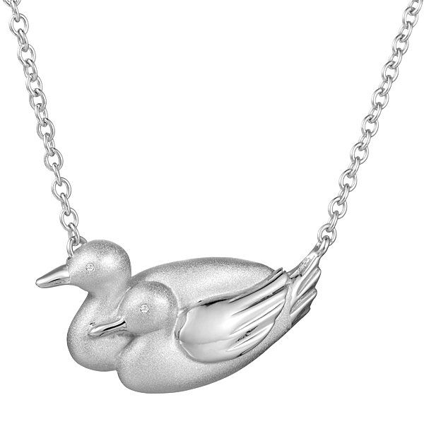 .925 SS Mallard Duck Duo Necklace with CZ