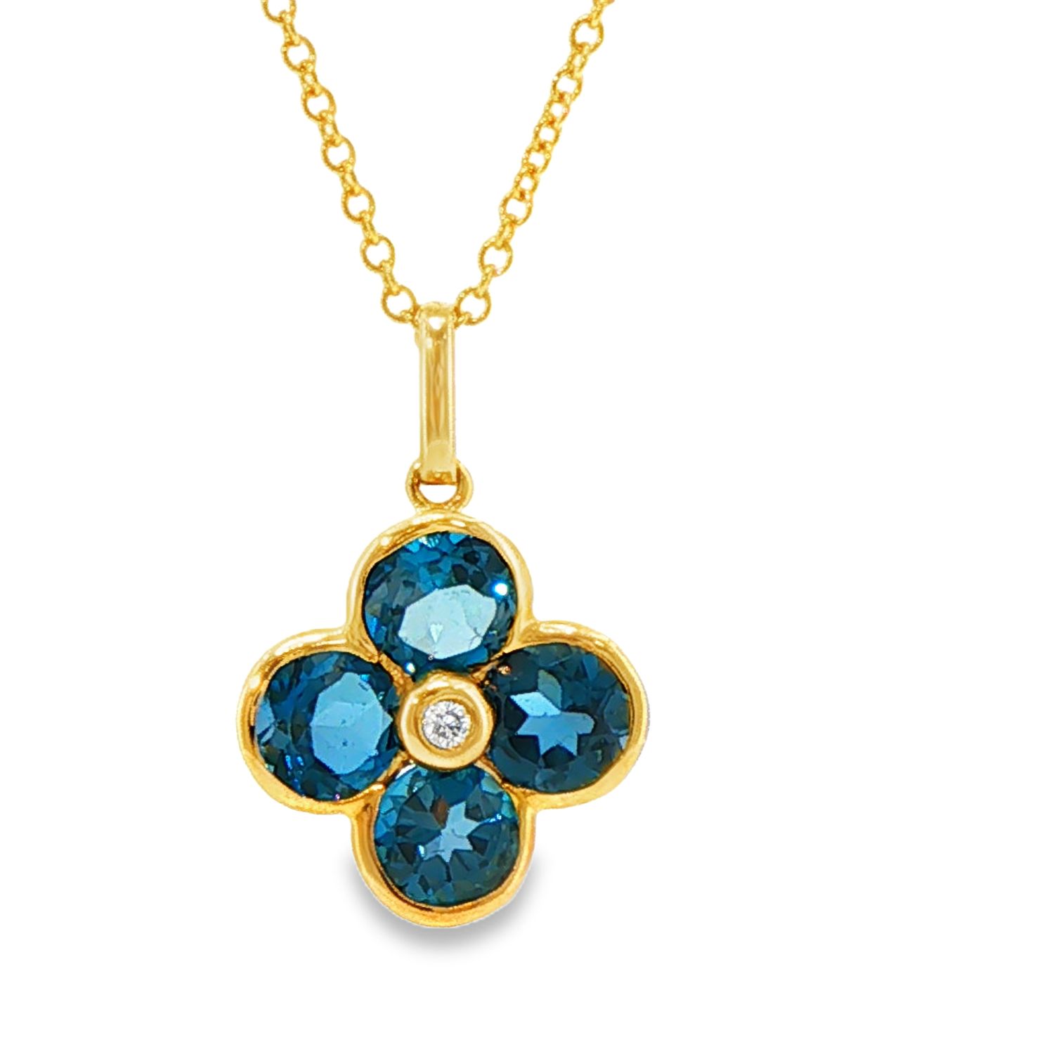 14k YG EFFY 0.02ctw Diamond & 2.30ctw London Blue Topaz Necklace 18 14k YG EFFY 0.02ctw Diamond & 2.30ctw London Blue Topaz Necklace 18"