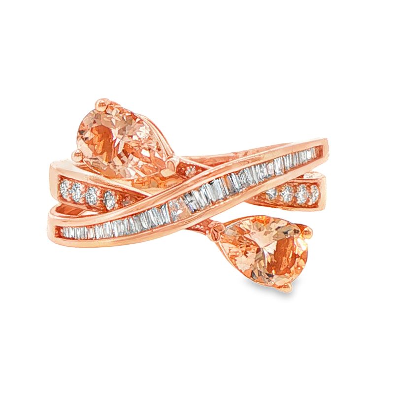 14k RG 0.42ctw Diamond & 1.65ctw Morganite Ring
