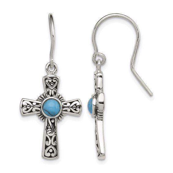 Sterling Silver Turquoise Cross Earrings Sterling Silver Turquoise Cross Earrings