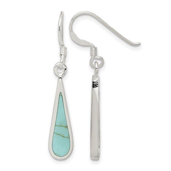 Sterling Silver Turquoise Teardrop Dangle Earrings