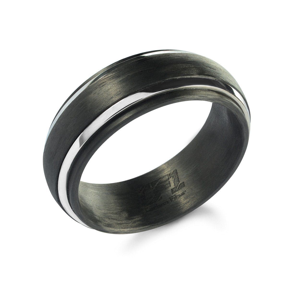 Stainless Steel Carbon Fiber 8mm Band Sz 11