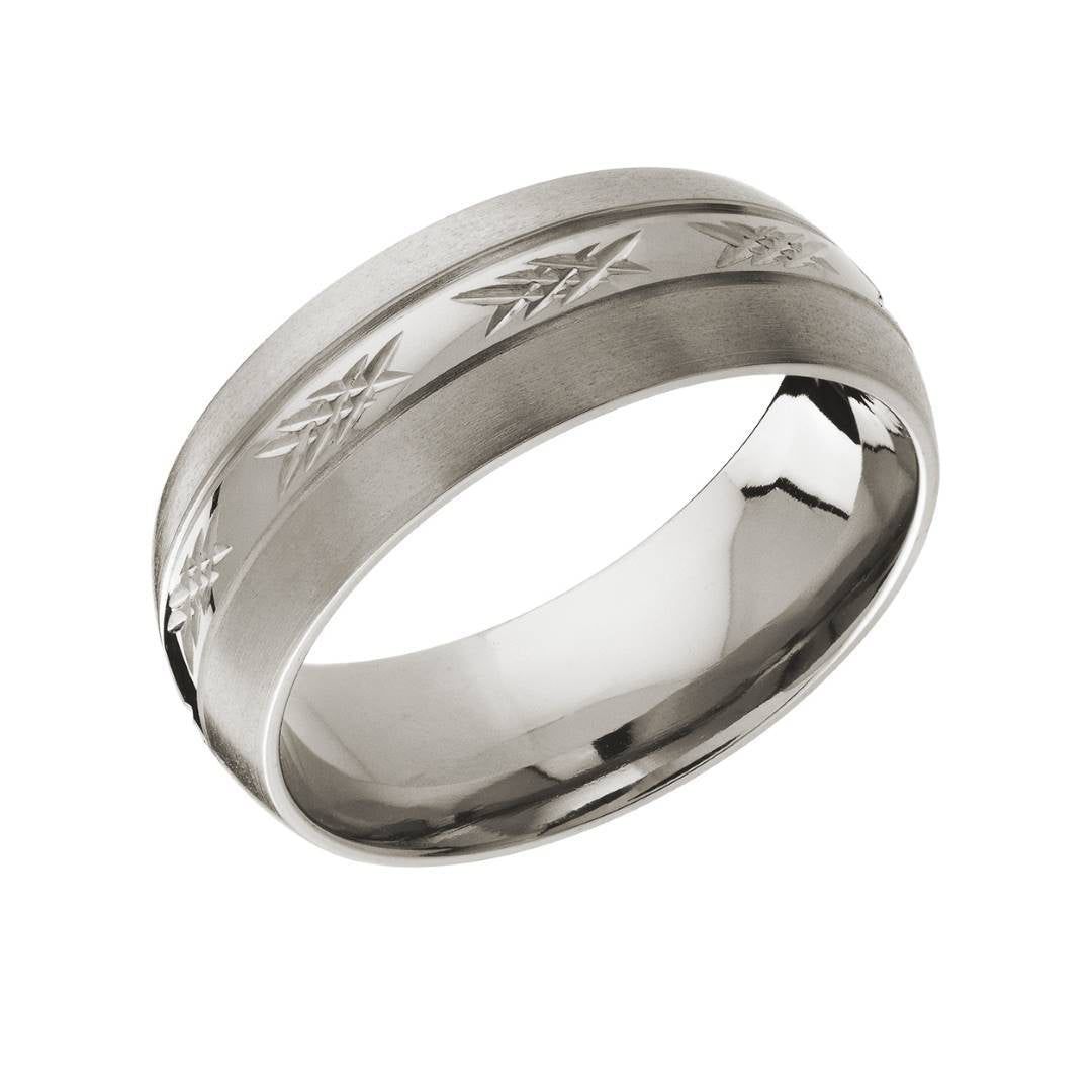 Titanium Diamond Cut 8mm Band Sz 10