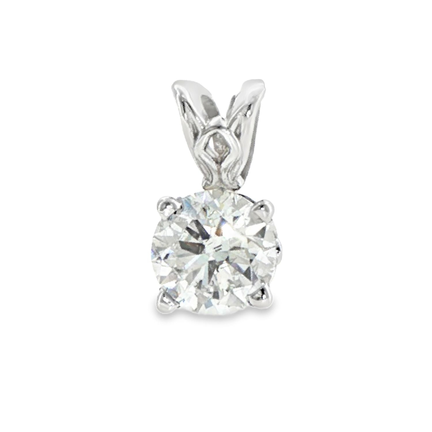 14k White Gold Lab Diamond Solitaire Pendant