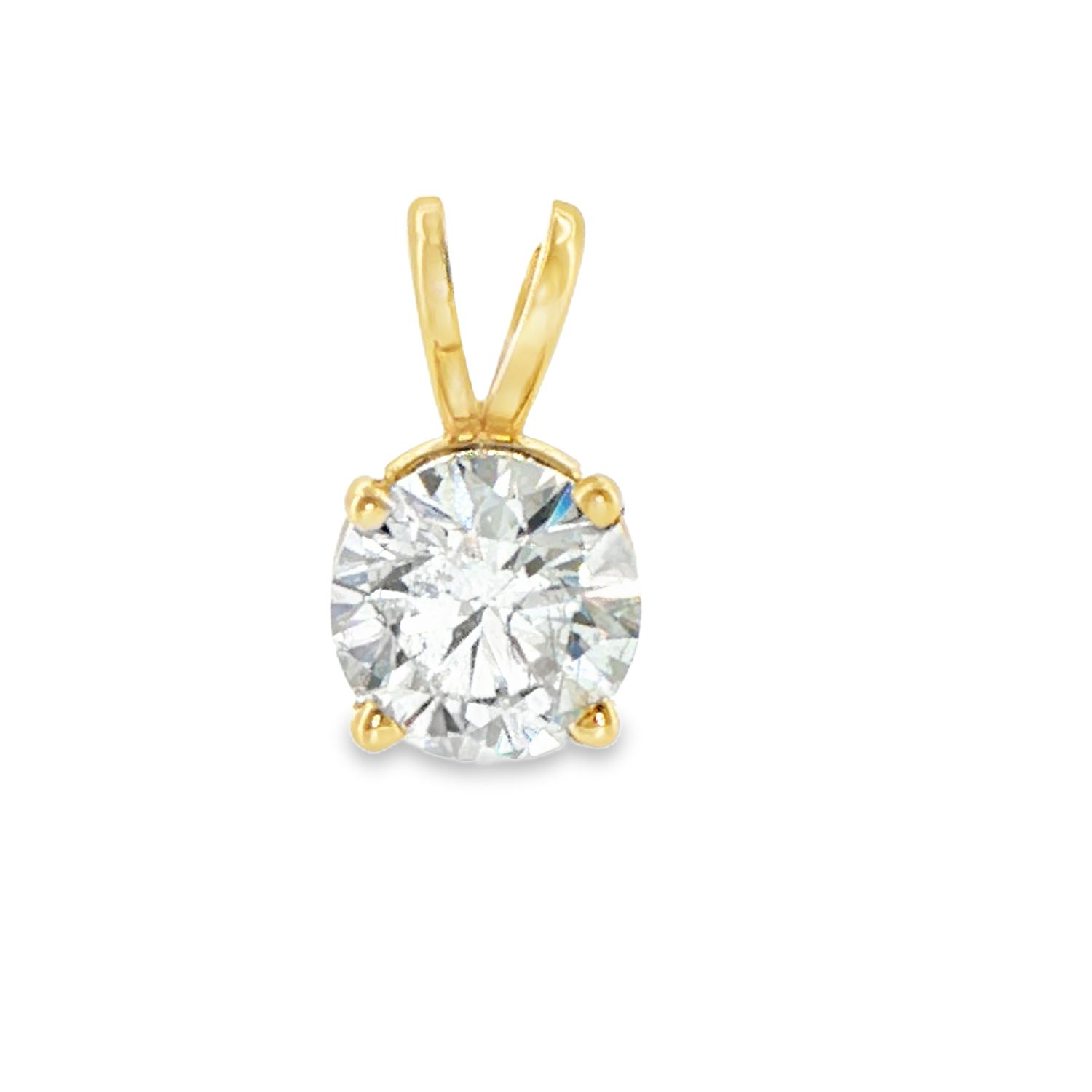14k Yellow Gold 1.00 Lab Diamond Solitaire Pendant