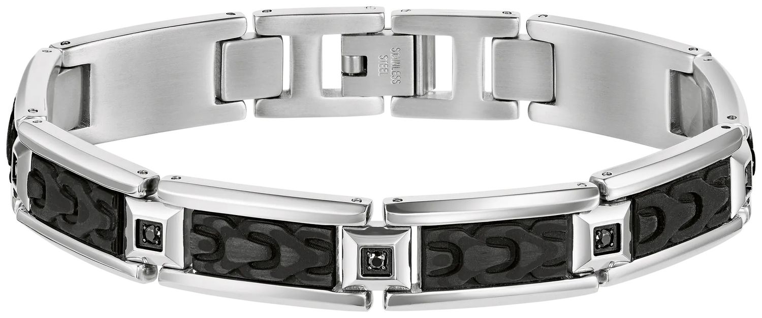 Bulova Men's Stainless Steel & Carbon Fiber Bracelet