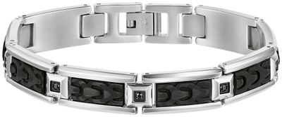 Bulova Men's Stainless Steel & Carbon Fiber Bracelet