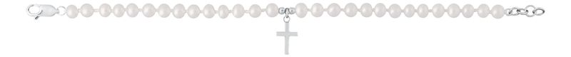 Sterling Silver Pearl Cross Kid's Bracelet 6.25"
