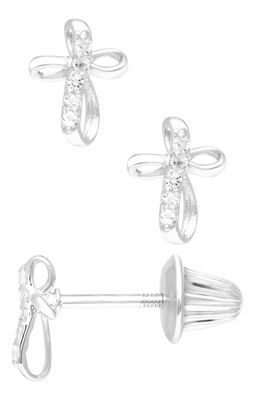 Sterling Silver White Topaz Kid's Cross Earrings Sterling Silver White Topaz Kid's Cross Earrings