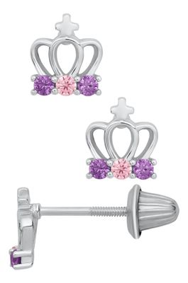 Sterling Silver Crown Earrings With Cubic Zirconia Sterling Silver Crown Earrings With Cubic Zirconia
