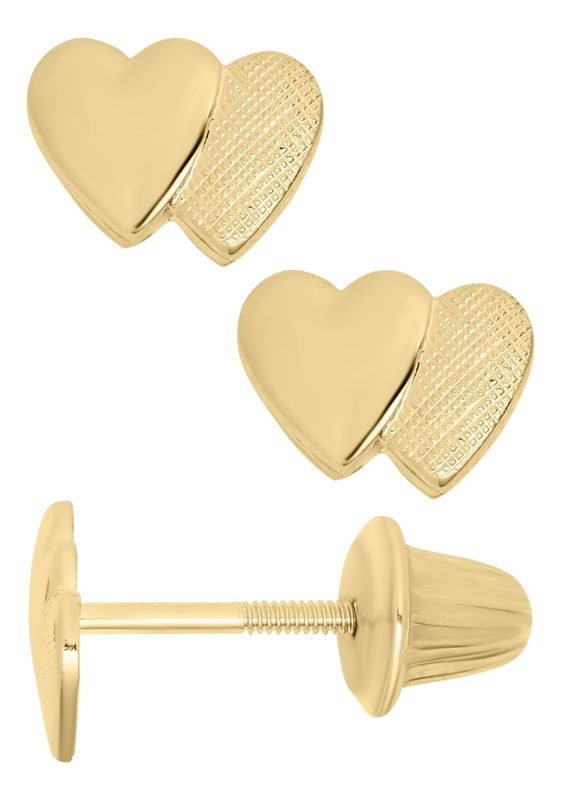 14k Gold Heart Saftey Earrings 14k Gold Heart Saftey Earrings
