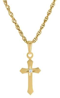 14k Gold Cross Kid's Necklace 15 14k Gold Cross Kid's Necklace 15"
