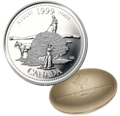 1999 Canada August Millenium Coin The Pioneer Spirit Sterling Silver 0.25 Cent