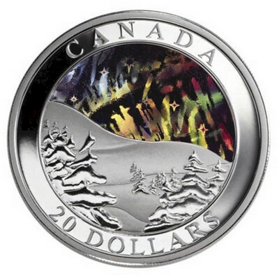 2004 CANADA $20 NATURAL WONDERS SERIES - AURORA BOREALIS