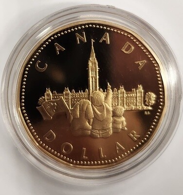 1992 (1867-1992) Canadian $1 Parliament/Confederation 125th Anniv Proof Loonie Dollar Coin