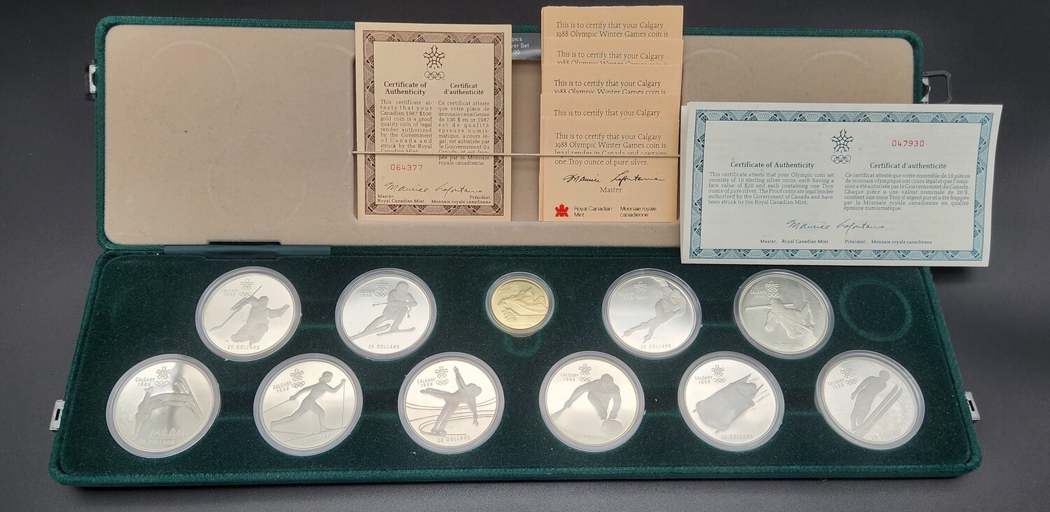 1988 Calgary Gold and Silver Coin Olympic Set (11 coins)