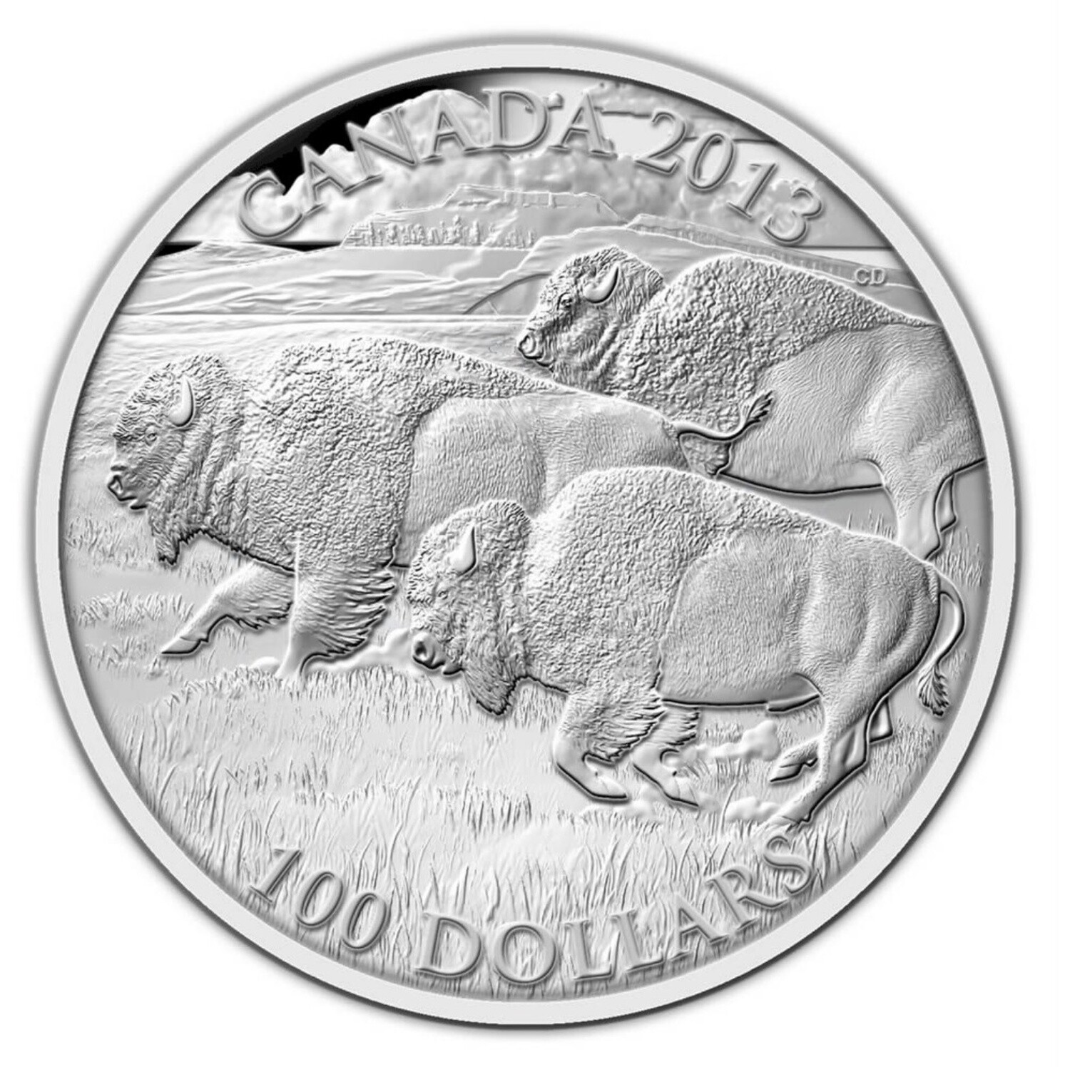 2013 CANADA $100 FINE SILVER COIN - BISON STAMPEDE