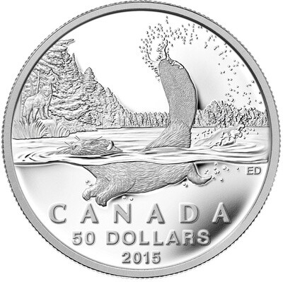 2015 CANADA $50 BEAVER ($50 FOR $50 #3) FINE SILVER