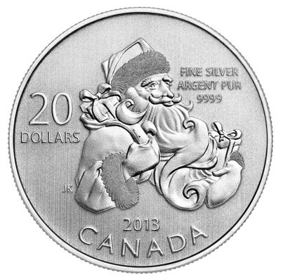 2013 CANADA $20 SANTA ($20 FOR $20) FINE SILVER