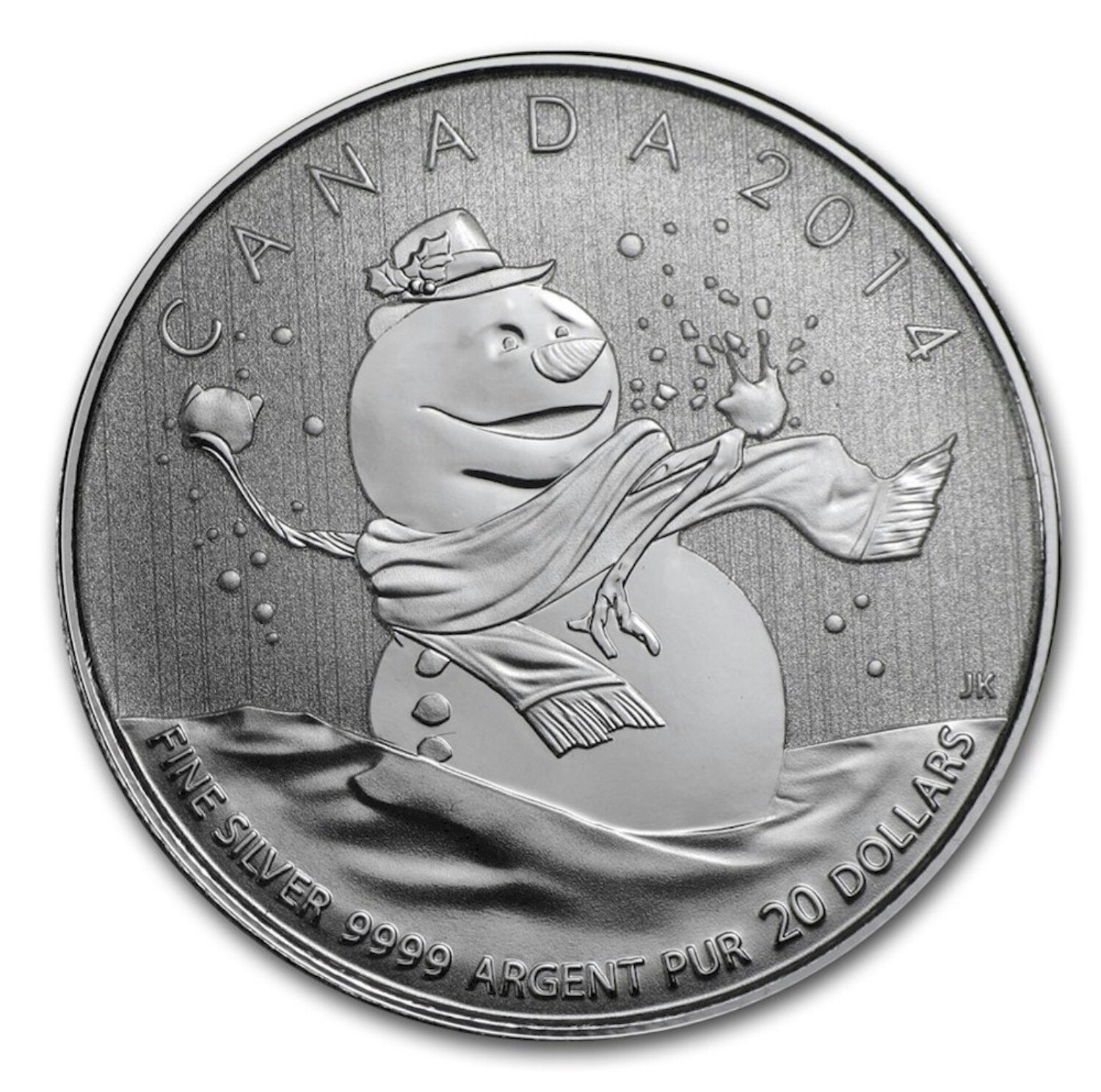 2014 CANADA $20 SNOWMAN ($20 FOR $20) FINE SILVER