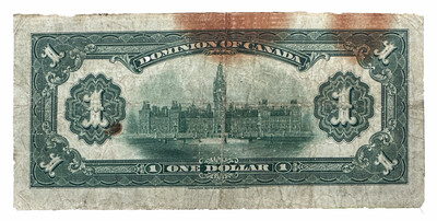 Dominion of CANADA Stained F DC-23b 1917 Saunders $1