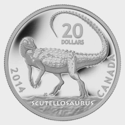 2014 $20 Fine Silver Coin - Canadian Dinosaurs Scutellosaurus