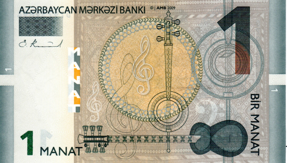 AZERBAIJAN 1 Manat UNC Banknote (2009) P-31 Prefix D Paper Money