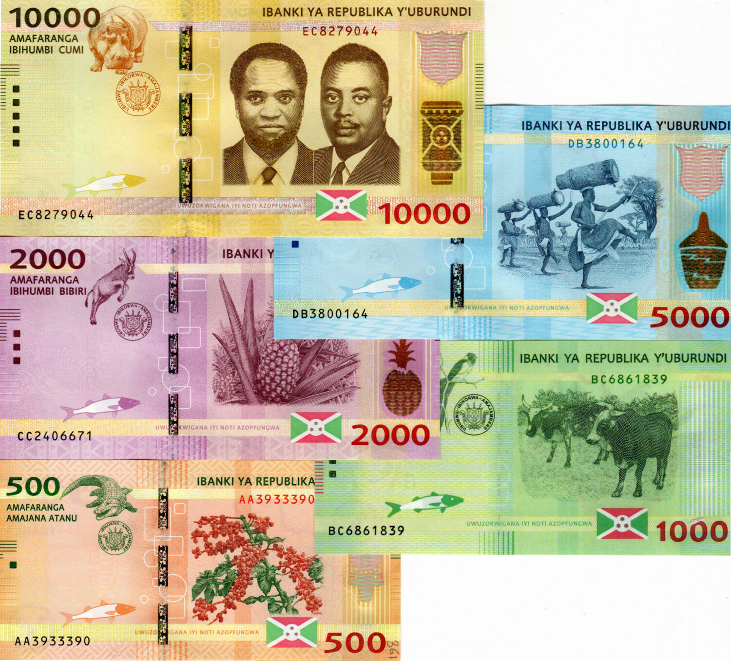 BURUNDI 2015 Set 500-1000-2000-5000-10000