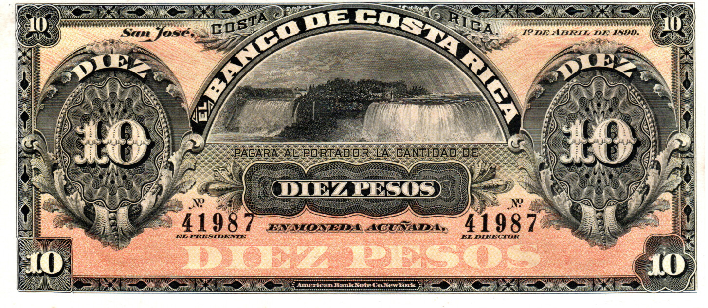 Costa Rica 10 Pesos 1899 UNC P-S164r Banknote Paper Money