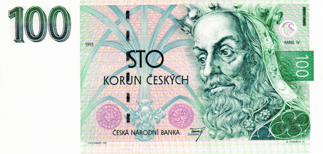 Czech Rep. 100 Korun 1993 UNC Banknotes P-5a Series A65 Paper Money