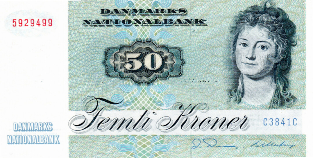 Denmark 50 Kroner Thomasen-Billestrup 1984 UNC P-50f Banknote Prefix C3 Suffix C Paper Money