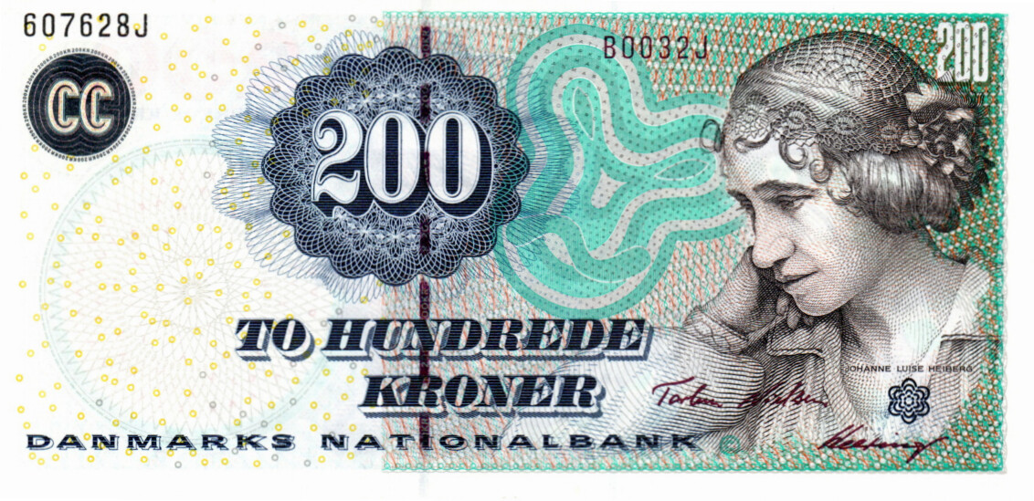 Denmark 200 Kroner aUNC 2003 Banknote P-62a Pfx B0 Nielsen-Heering Signature