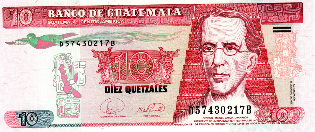 Guatemala 10 Quetzales 2007 UNC Banknote P-111b Prefix D Suffix B Paper Money