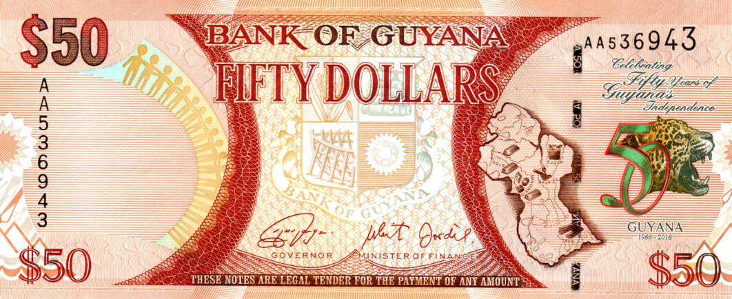 Guyana Commemorative $50 Dollars 2016 UNC P-41 Banknote Prefix AA Paper Money