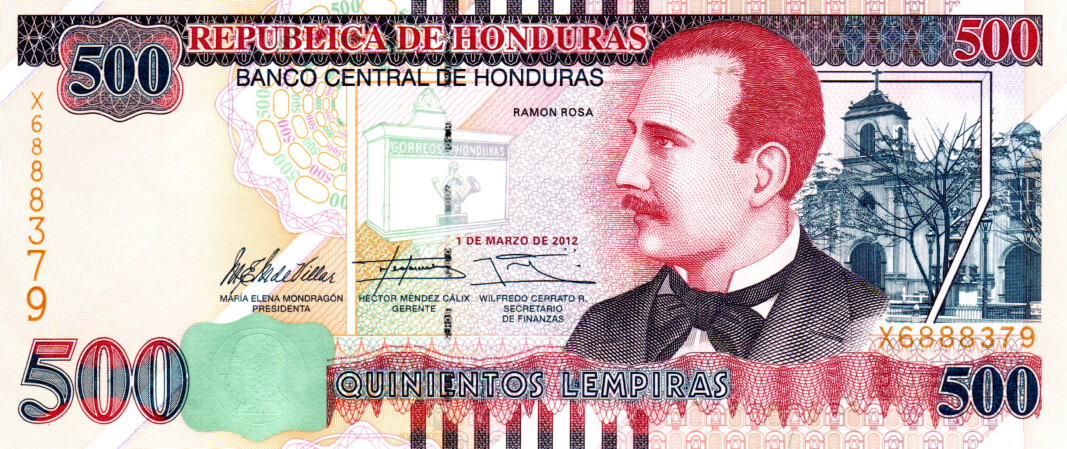 Honduras UNC 500 Lempiras 2012 P-103a Banknote Prefix X