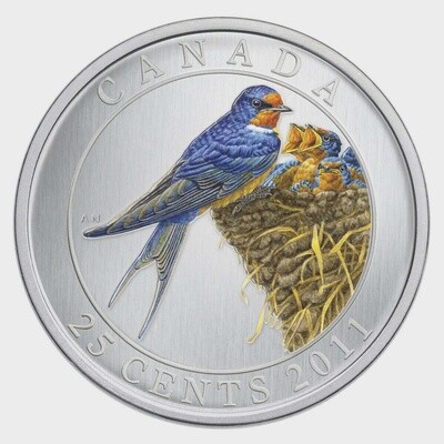 CANADA - 2011 25 Cent Coloured Coin - Barn Swallow