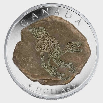 CANADA - 2010 $4 Dollars Fine Silver Coin - Dromaeosaurus Dinosaurs