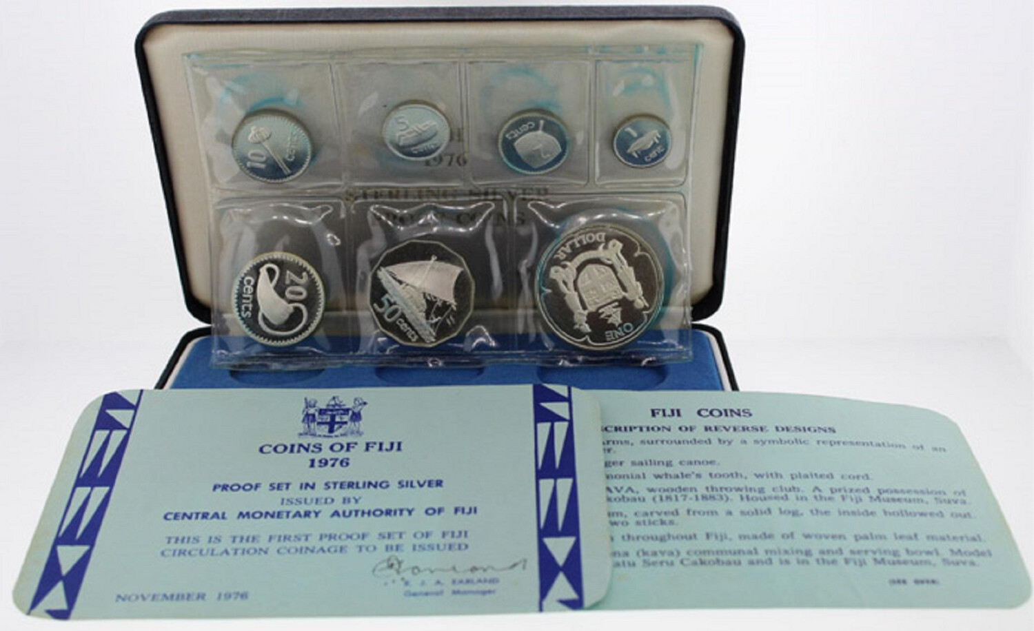 Fiji 1976 Proof Set Sterling Silver 2.296Oz ASW