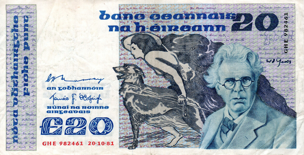 Republic of IRELAND ÉIRE £20 Pounds / Punt VF+ Banknote (1981) P-73a Prefix GHE