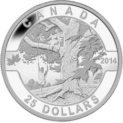 Canada $25 Dollars 2014 Fine Silver Coin O Canada - Under The Maple Tree
