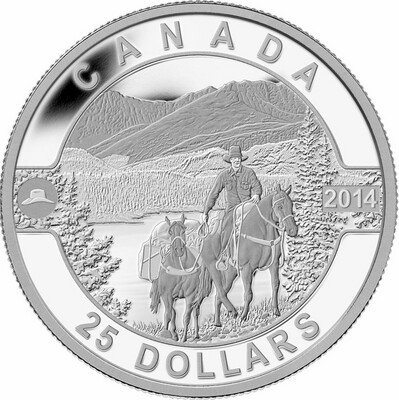 Canada $25 Dollars 2014 Fine Silver Coin O Canada - Cowboy in the Canadian Rockies
