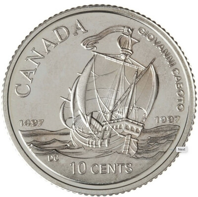 Canada 10 Cents 1997 500th Anniversary John Cabot