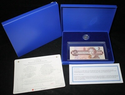 Canada $2 Dollars Uncirculated Coin and Banknote Set