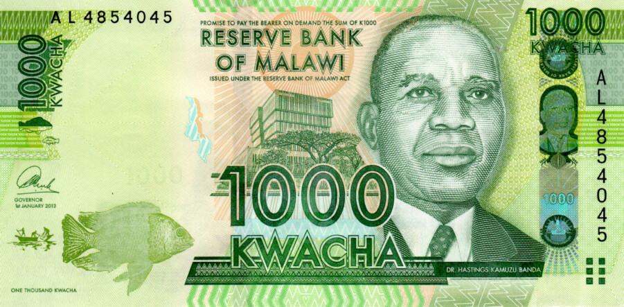 Malawi 1000 Kwacha 2013 AU Banknote P-62b Prefix AL Paper Money