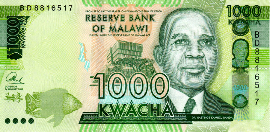 Malawi 1000 Kwacha 2016 UNC Banknote P-67b Prefix BD Paper Money