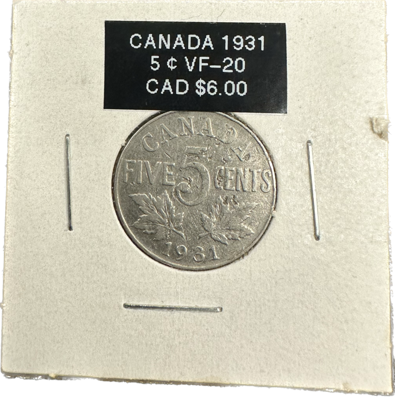 Canada 5 Cents 1931 VF-20 Coin