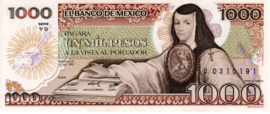 Mexico 1000 Pesos 1985 aUNC Banknote P-85 Series YD Prefix U Paper Money