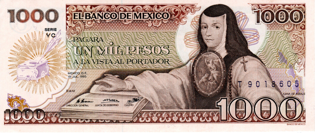 Mexico 1000 Pesos 1985 aUNC Banknote P-85 Series YC Prefix T Paper Money