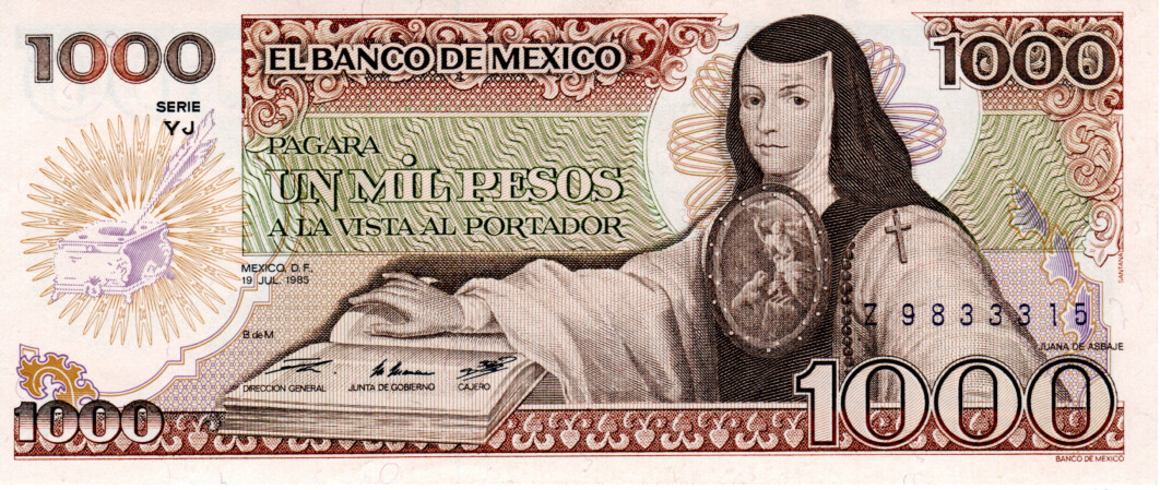 Mexico 1000 Pesos 1985 UNC Banknote P-85 Series YJ Prefix Z Paper Money