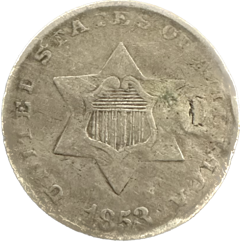 USA 3 Cents 1853 G-4 Damaged Coin